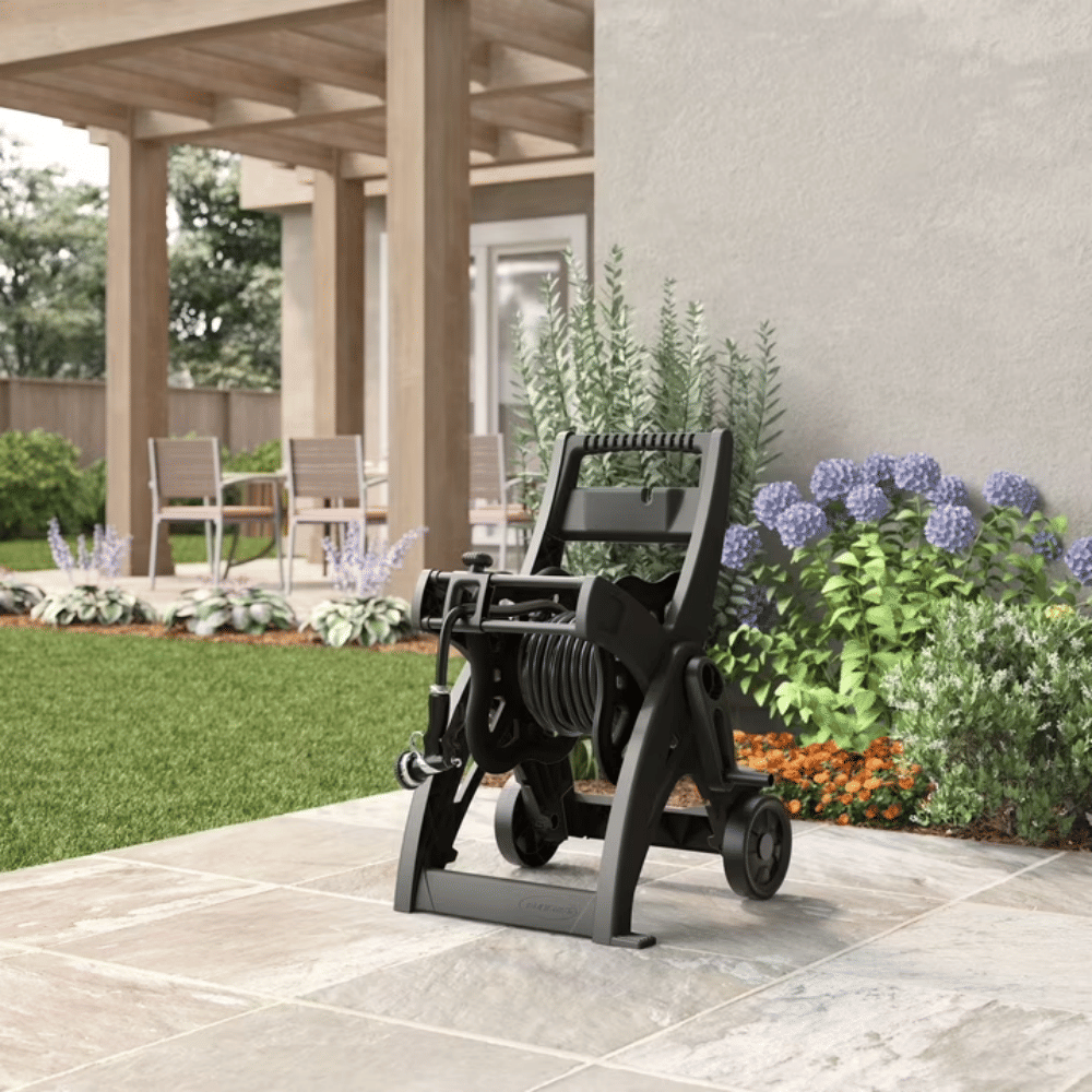 Portable Garden Hose Reel Cart with Manual Guide