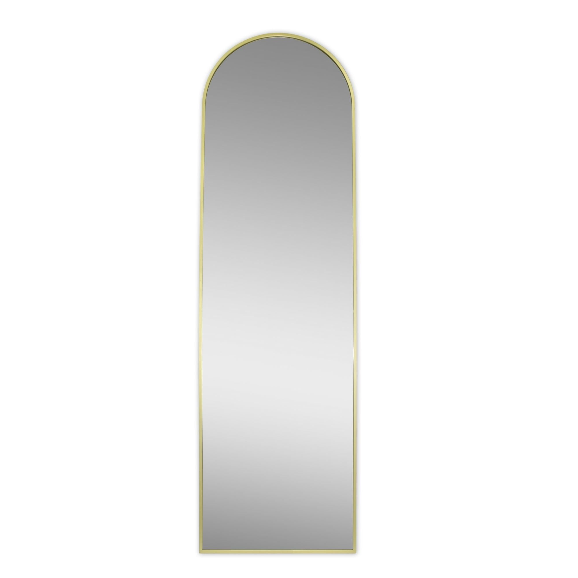 Elegant Arched Floor Mirror with Gold Finish