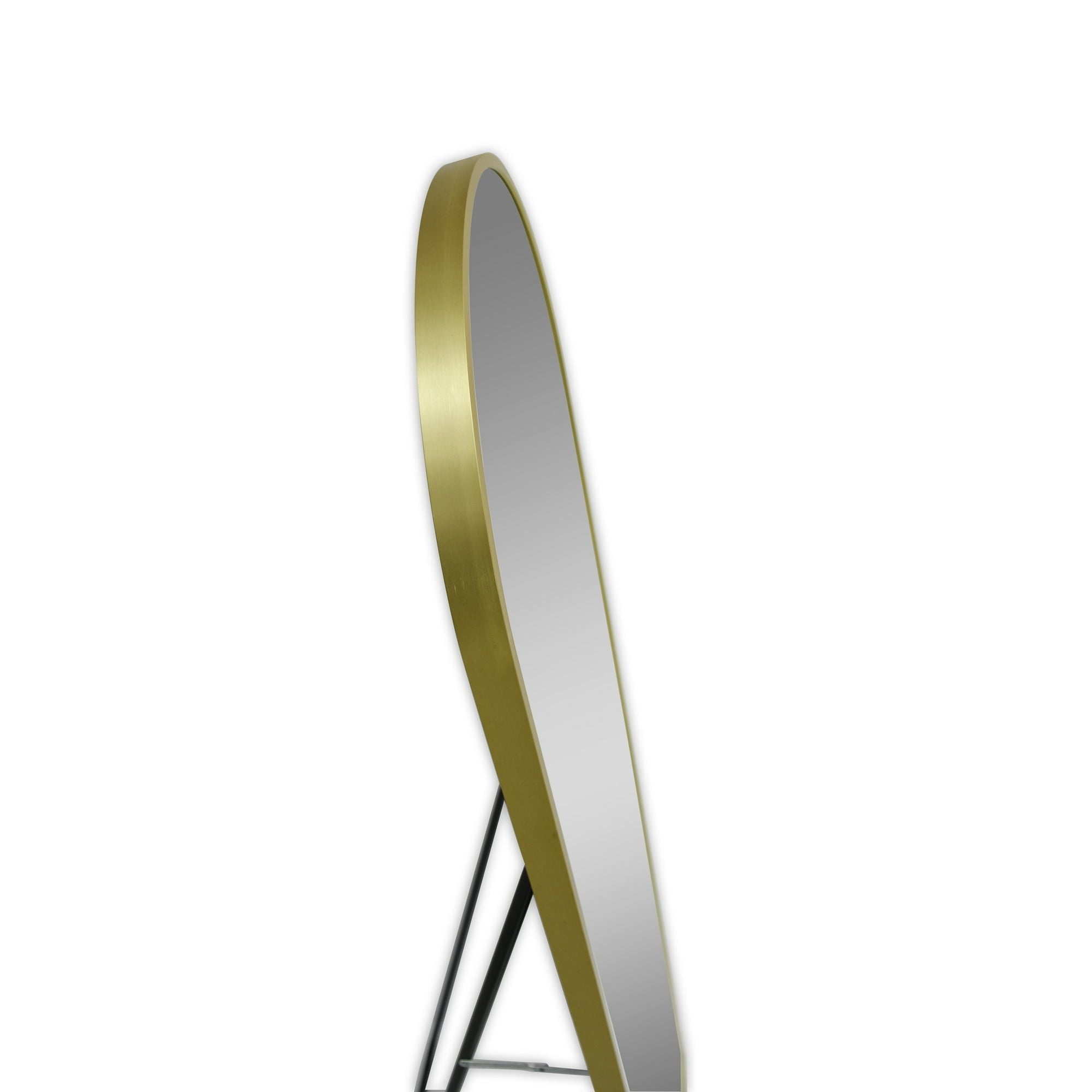 Elegant Arched Floor Mirror with Gold Finish