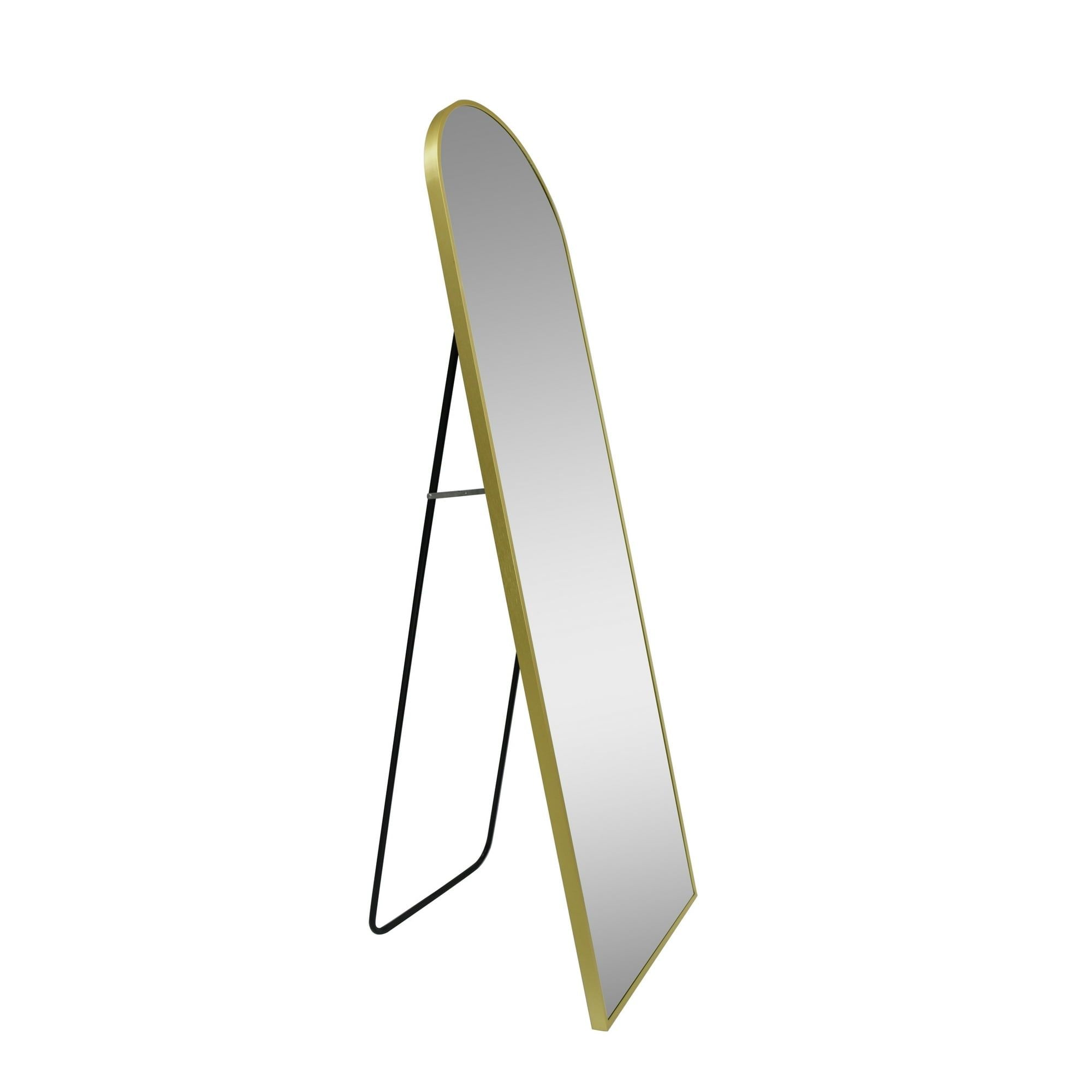 Elegant Arched Floor Mirror with Gold Finish