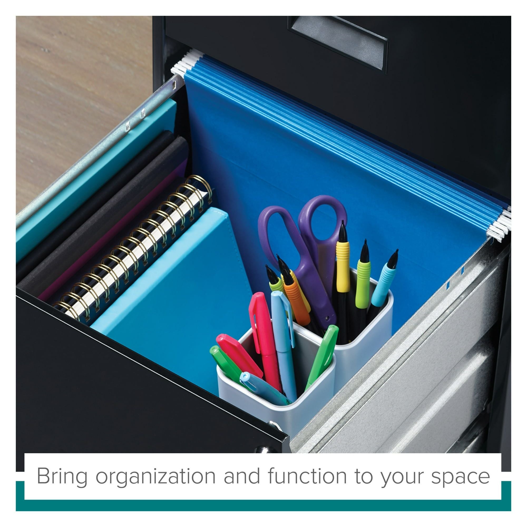 Deep 2 Drawer Letter Width Vertical File Cabinet, Black