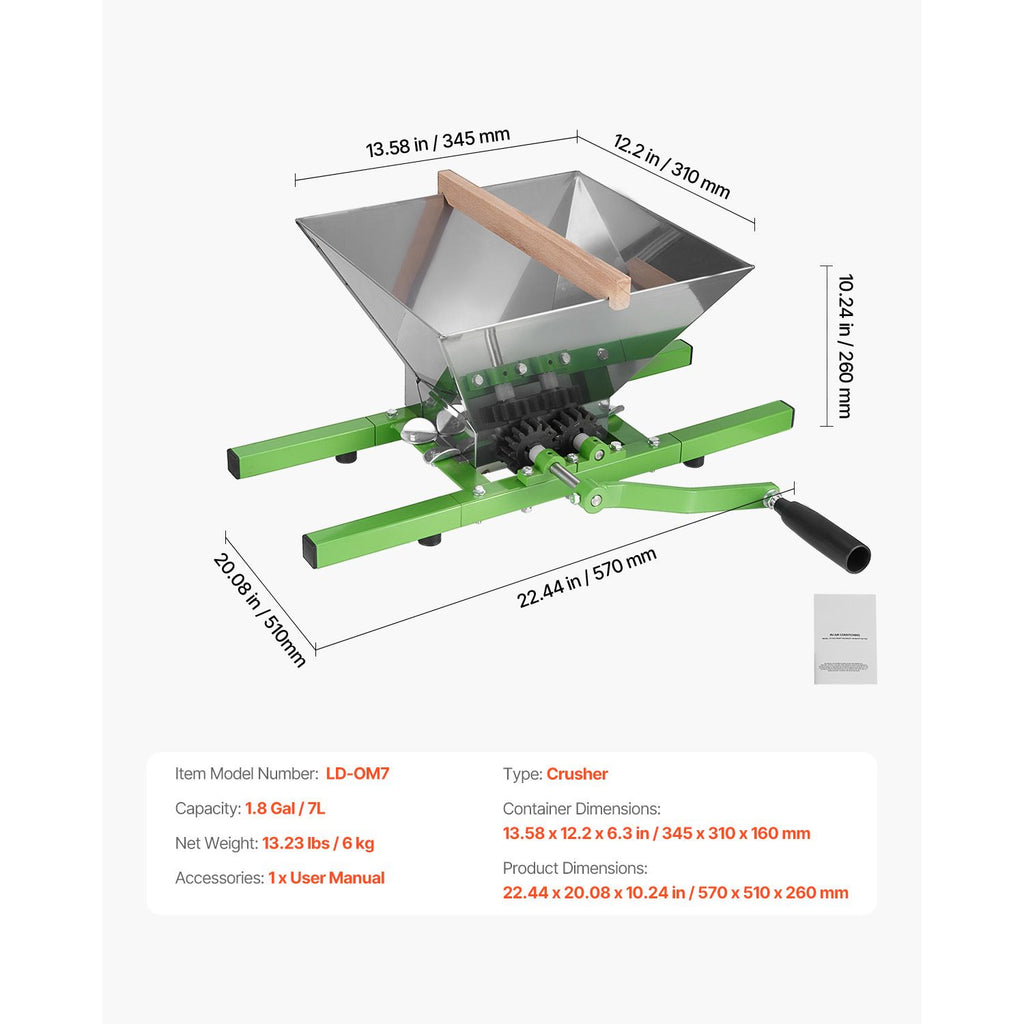 Large Capacity Fruit and Apple Crusher for Wine and Cider Making