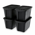 Stacking Black Storage Totes with Snap-On Lids