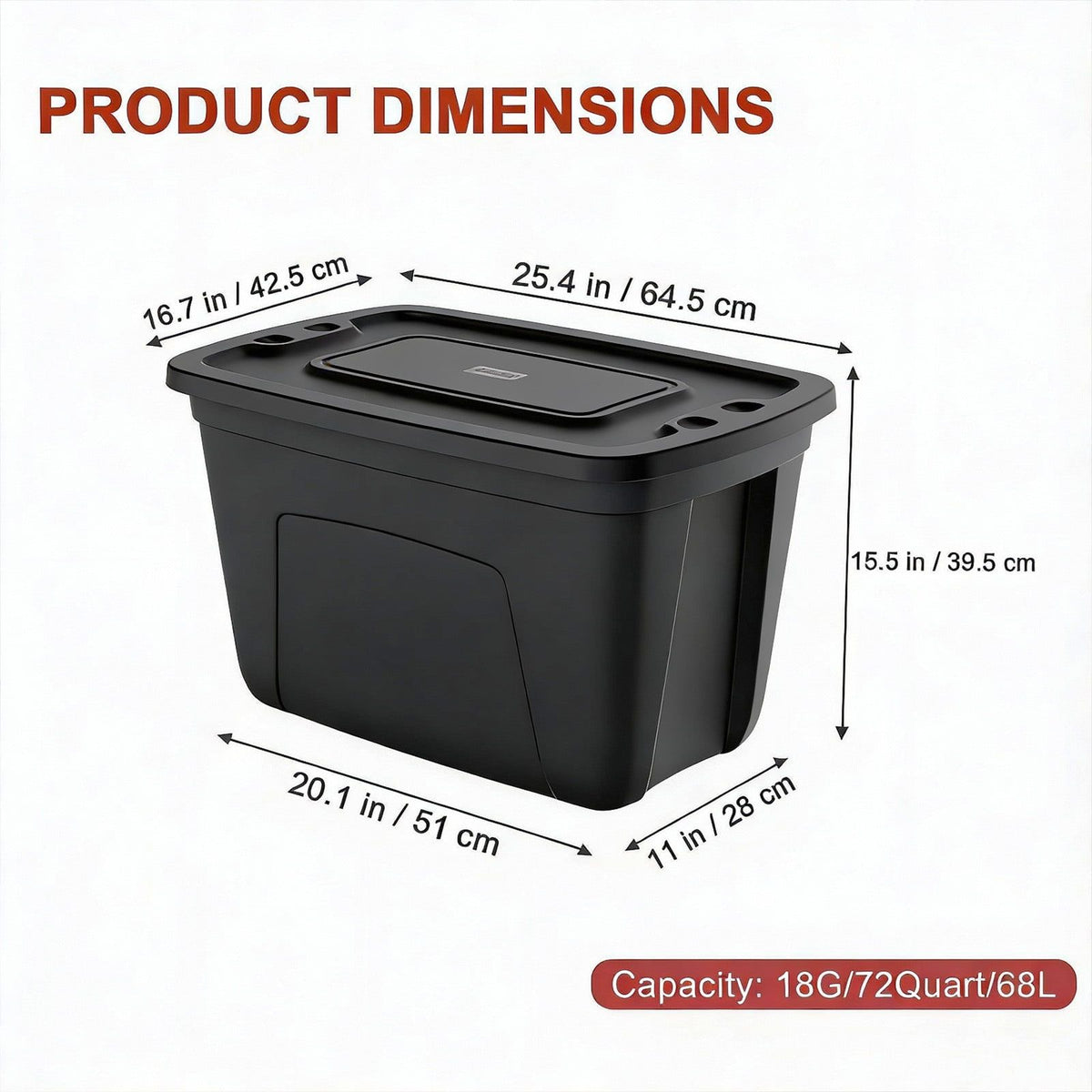 Stacking Black Storage Totes with Snap-On Lids