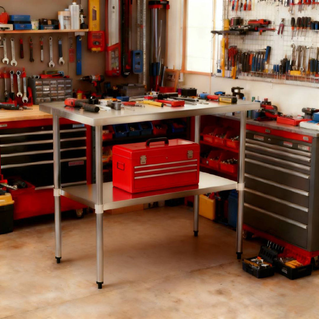 Compact Commercial Work Table with Undershelf