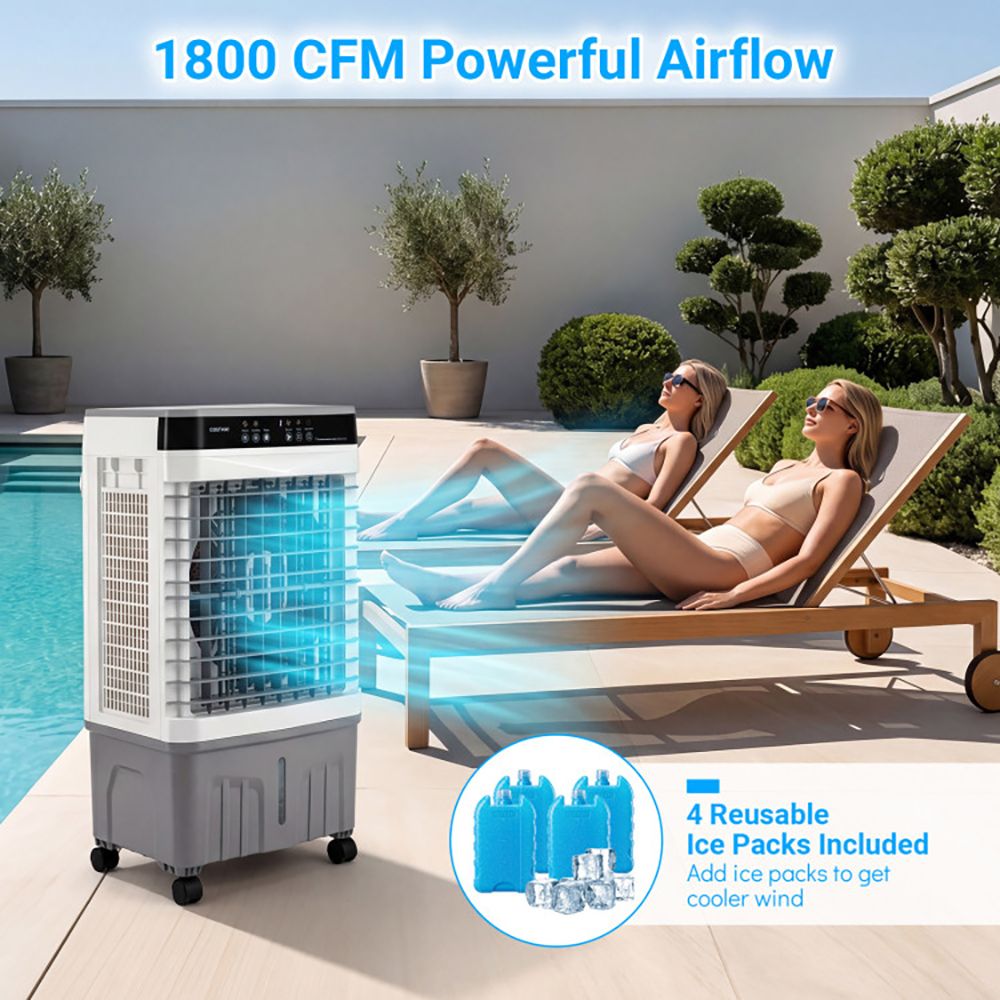 Mobile Evaporative Air Cooler with Remote and Three Operating Functions