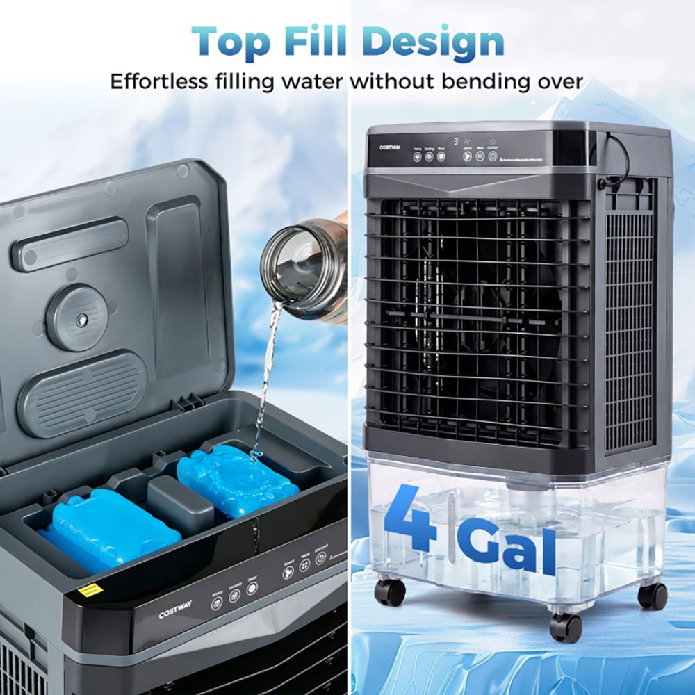 Mobile Evaporative Air Cooler with Remote and Three Operating Functions