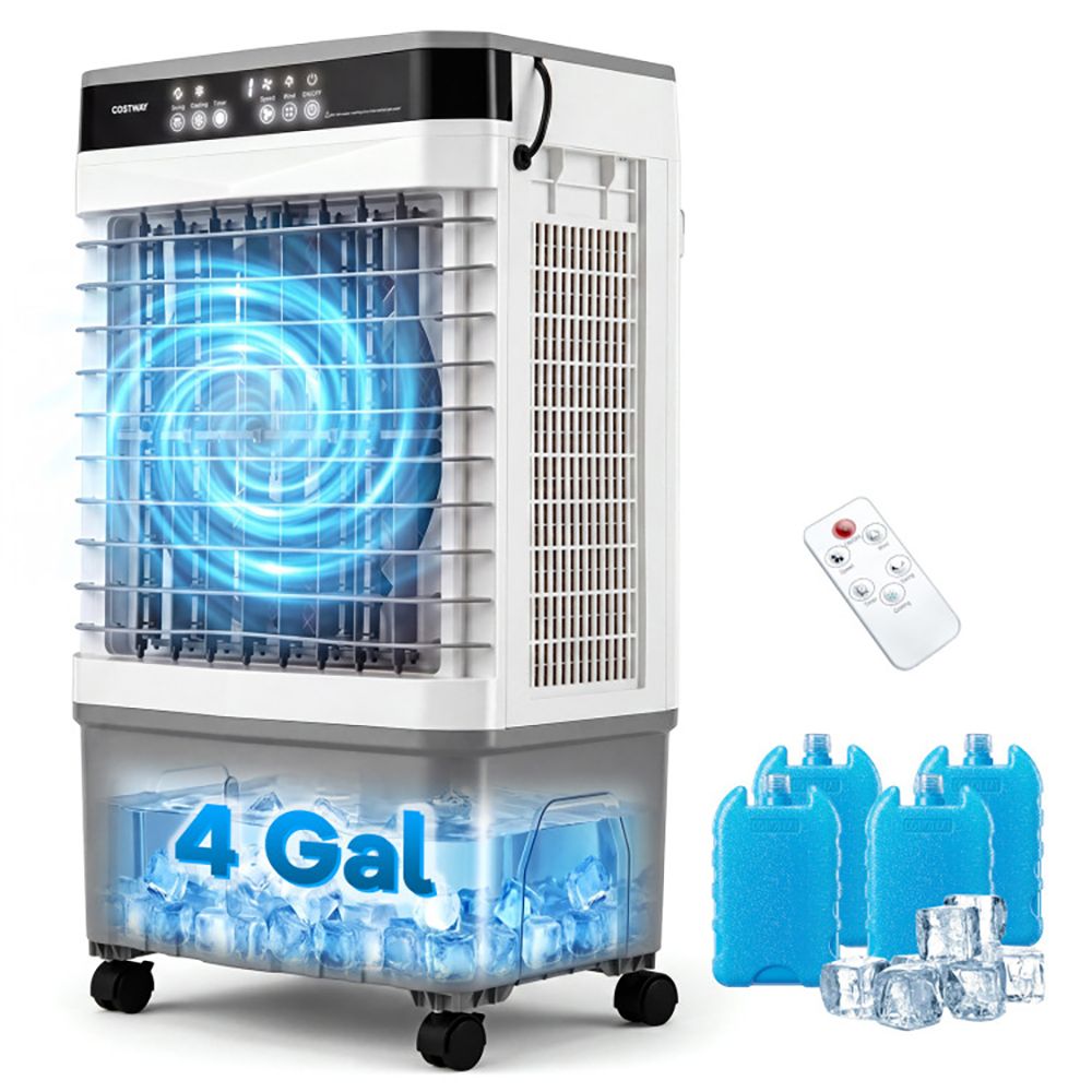 Mobile Evaporative Air Cooler with Remote and Three Operating Functions