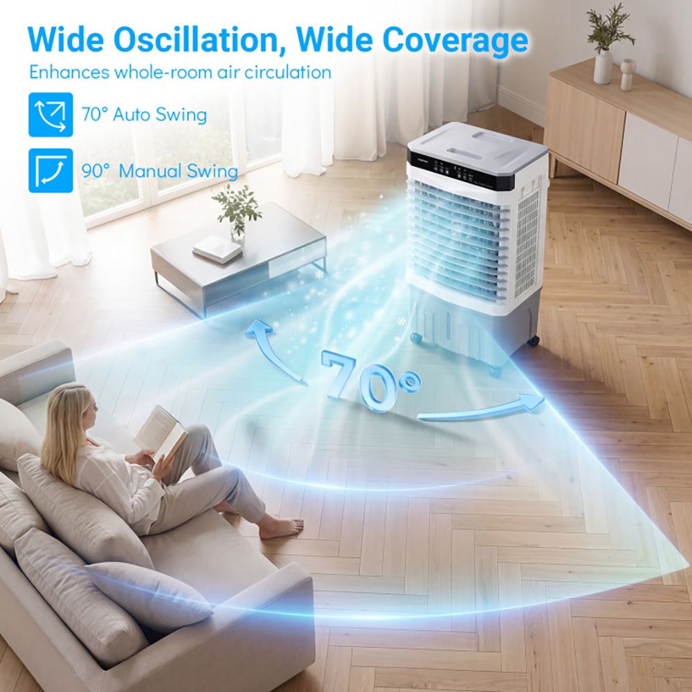 Mobile Evaporative Air Cooler with Remote and Three Operating Functions
