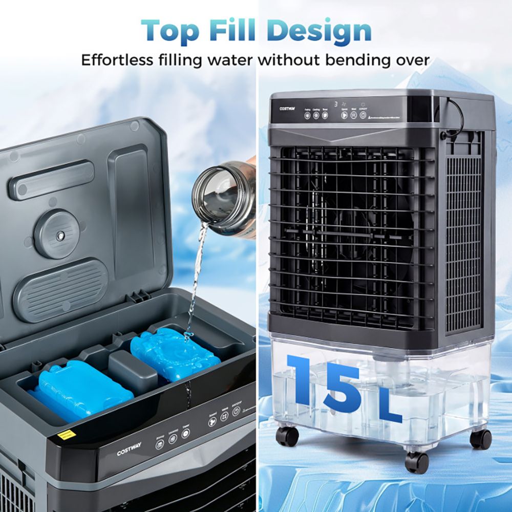 Mobile Evaporative Air Cooler with Remote and Three Operating Functions