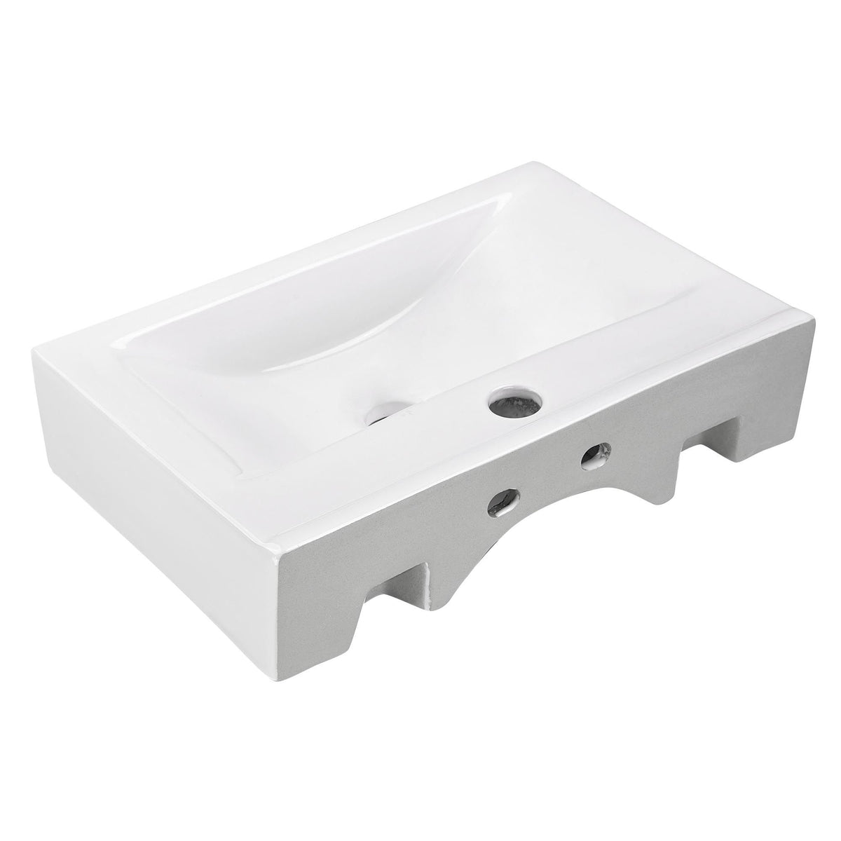 Compact Rectangle Bathroom Sink with Pop-Up Drain