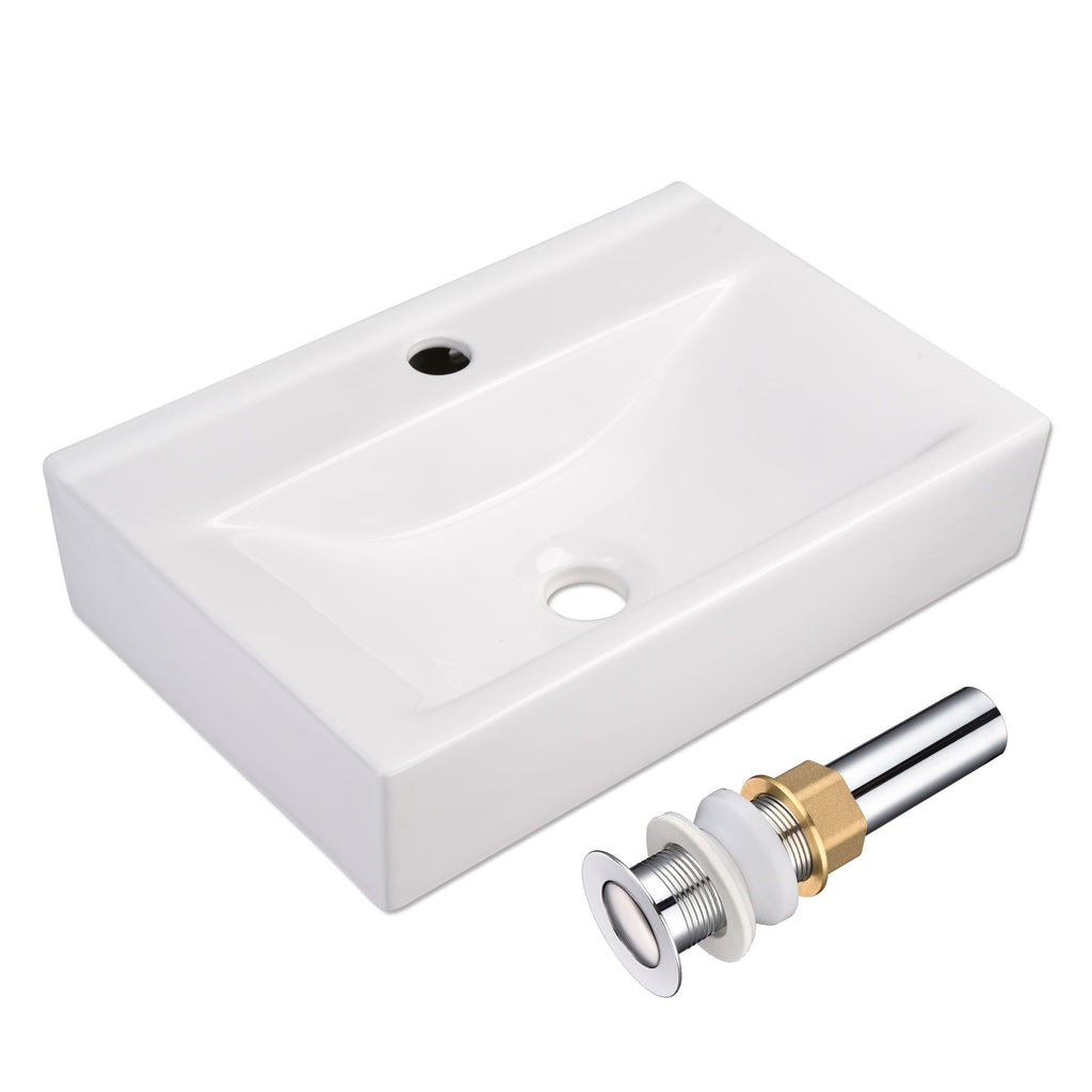 Compact Rectangle Bathroom Sink with Pop-Up Drain