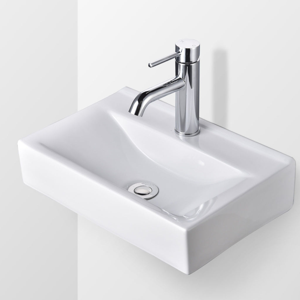 Compact Rectangle Bathroom Sink with Pop-Up Drain