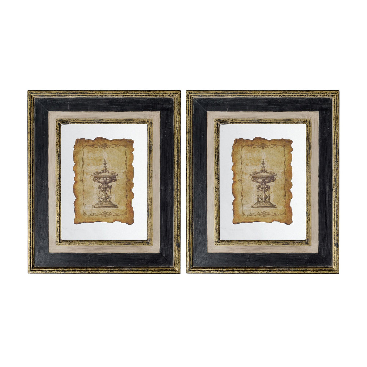 Lucian Antiqued Sculpture Print Wall Art Pair