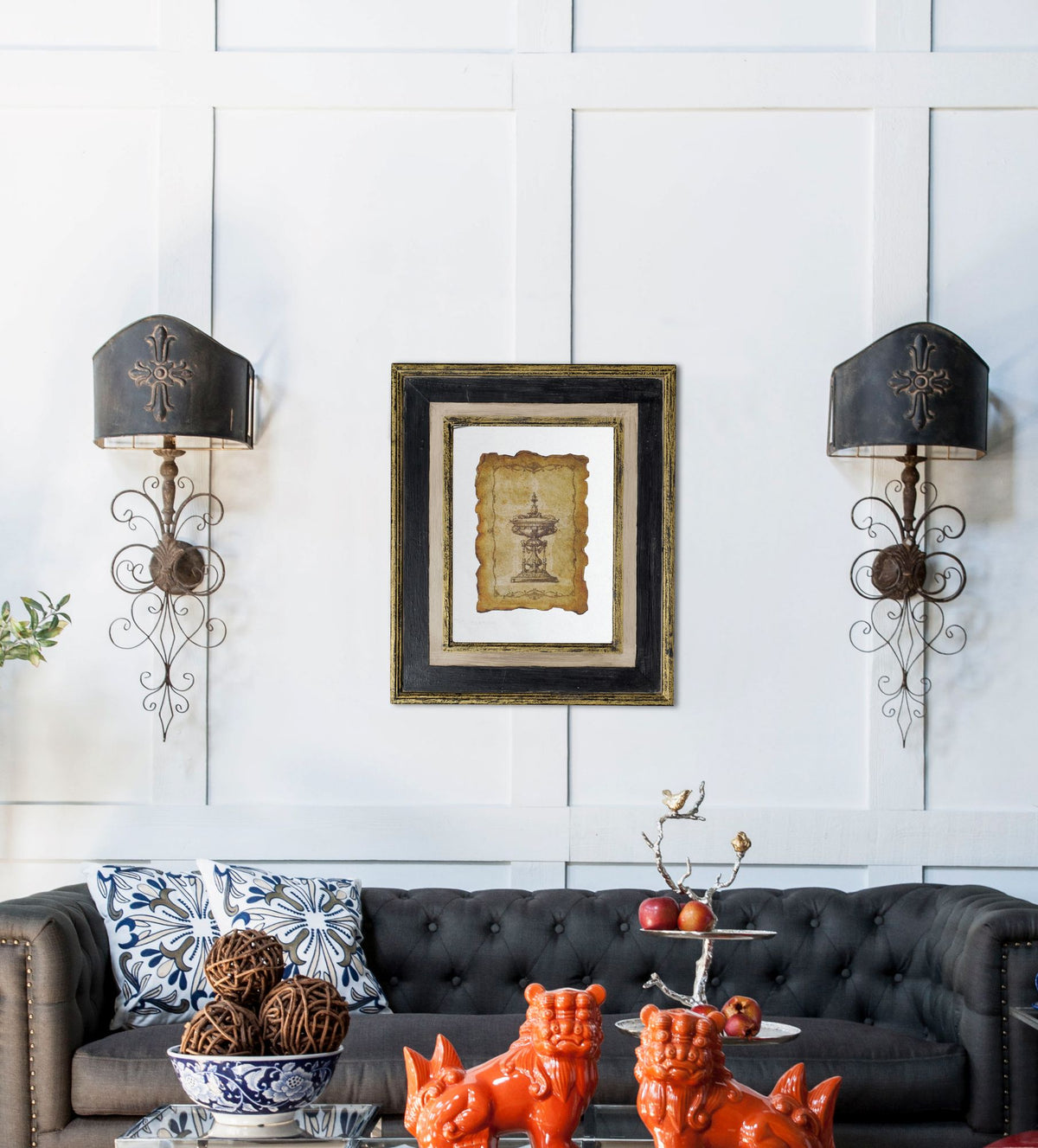 Lucian Antiqued Sculpture Print Wall Art Pair