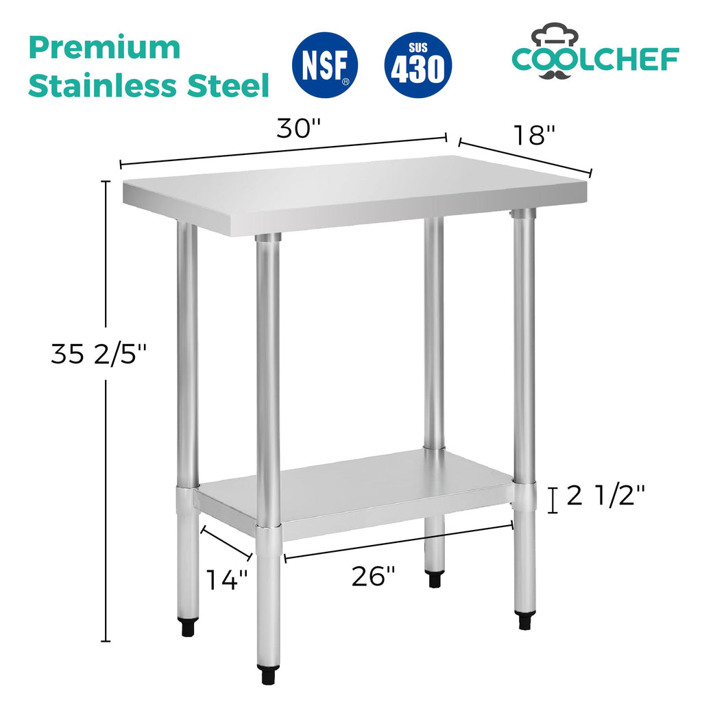 Stainless Steel Commercial Work Table with Undershelf for Tight Spaces