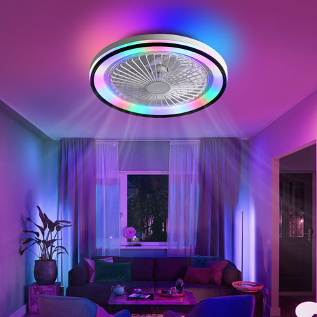 19 RGB Dimmable LED Ceiling Fan with Light, Bladeless, Remote Control