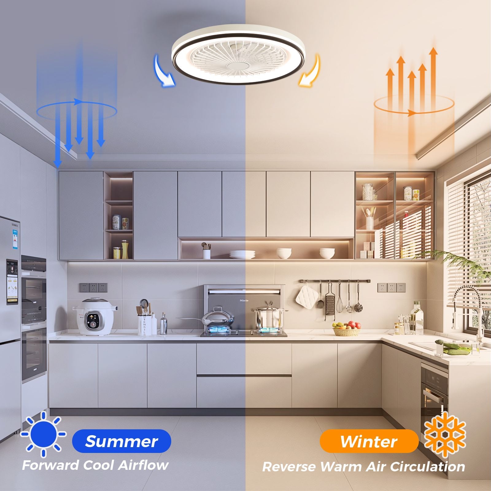 19 RGB Dimmable LED Ceiling Fan with Light, Bladeless, Remote Control