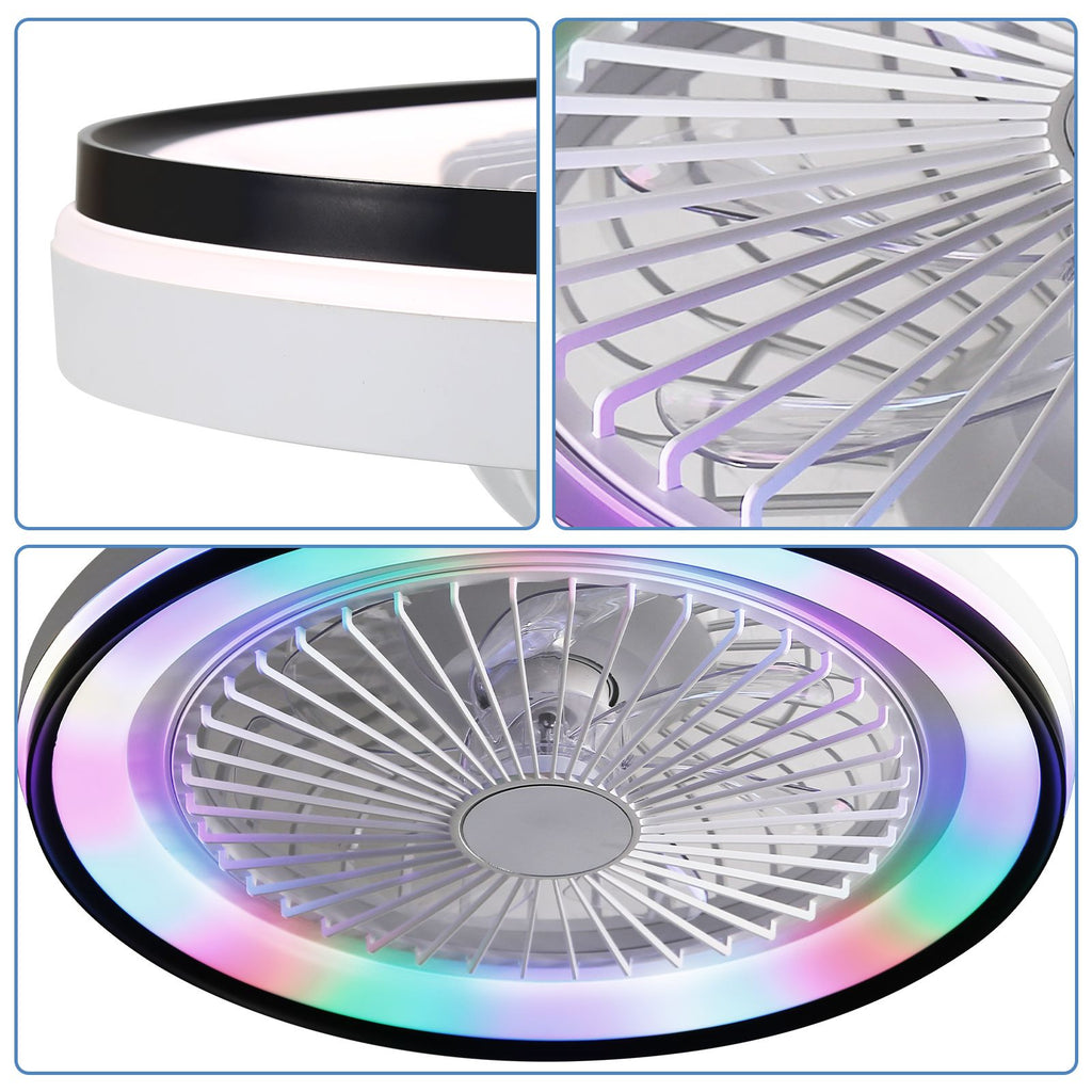 19 RGB Dimmable LED Ceiling Fan with Light, Bladeless, Remote Control