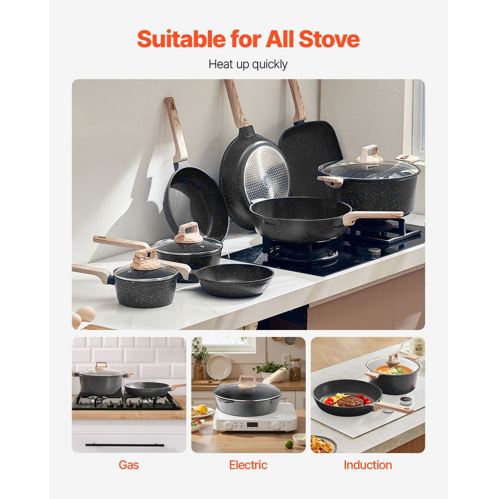 19-Piece Nonstick Cookware Set for Induction and All Stovetops