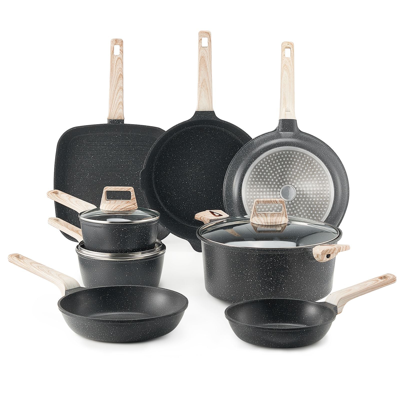 19-Piece Nonstick Cookware Set for Induction and All Stovetops