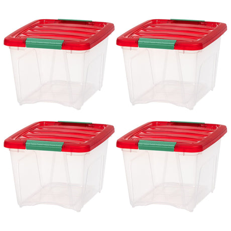 Stackable Clear Plastic Storage Bins with Secure Latching Lids – 4 Pack