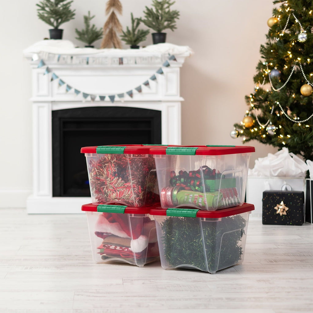Stackable Clear Plastic Storage Bins with Secure Latching Lids – 4 Pack