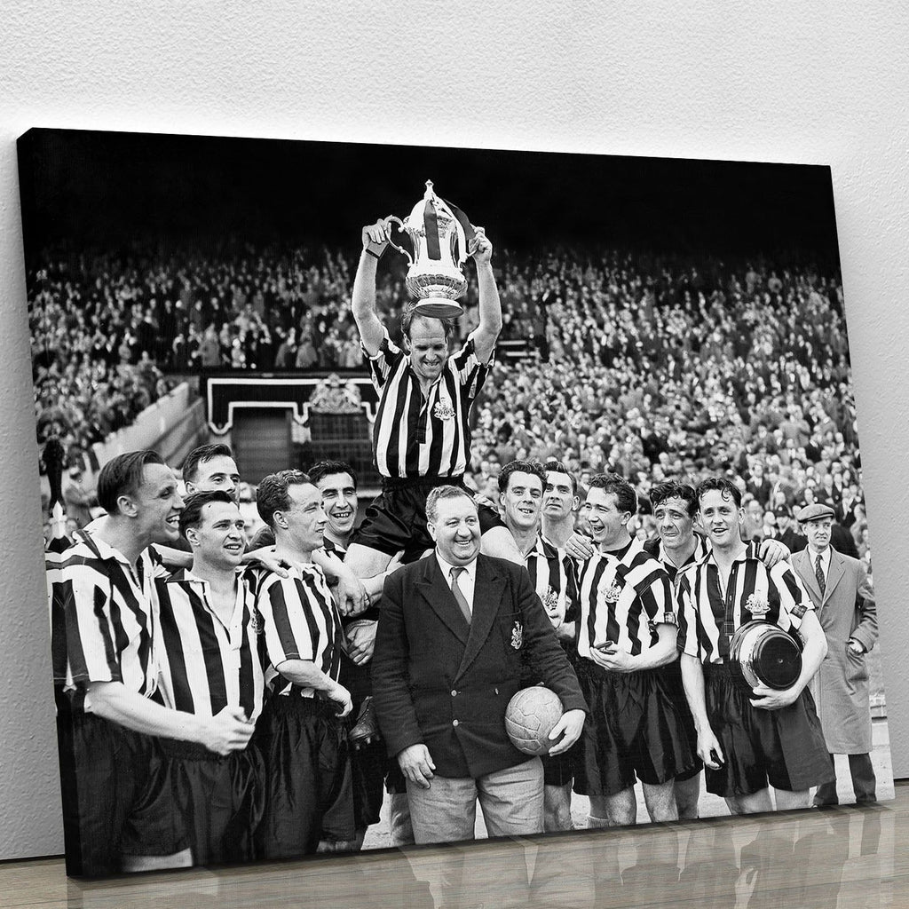 1955 FA Cup Final Newcastle United With The trophy Canvas Print or Poster