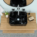 Black and Gray Marble-Pattern Vessel Bathroom Sink