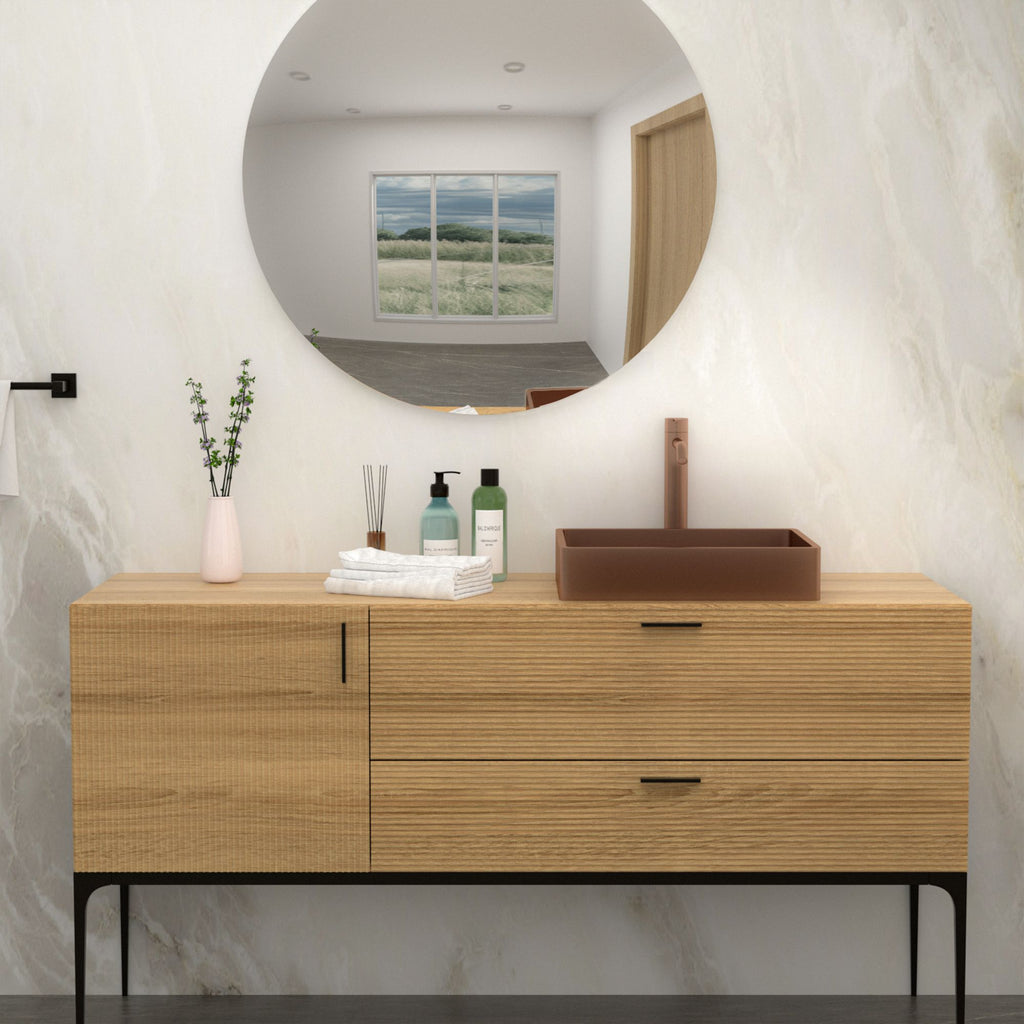 Rose Gold Rectangular Vessel Sink with Pop-Up Drain