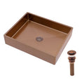 Rose Gold Rectangular Vessel Sink with Pop-Up Drain