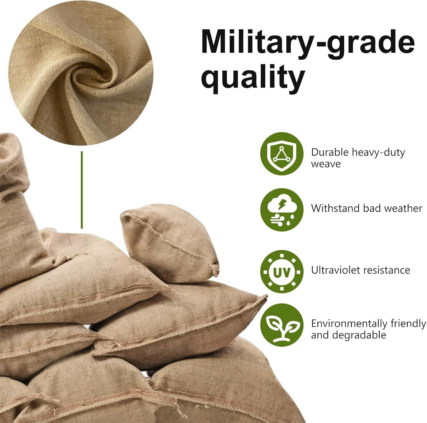 Reinforced Tie-Top Sandbag for Outdoor Setups