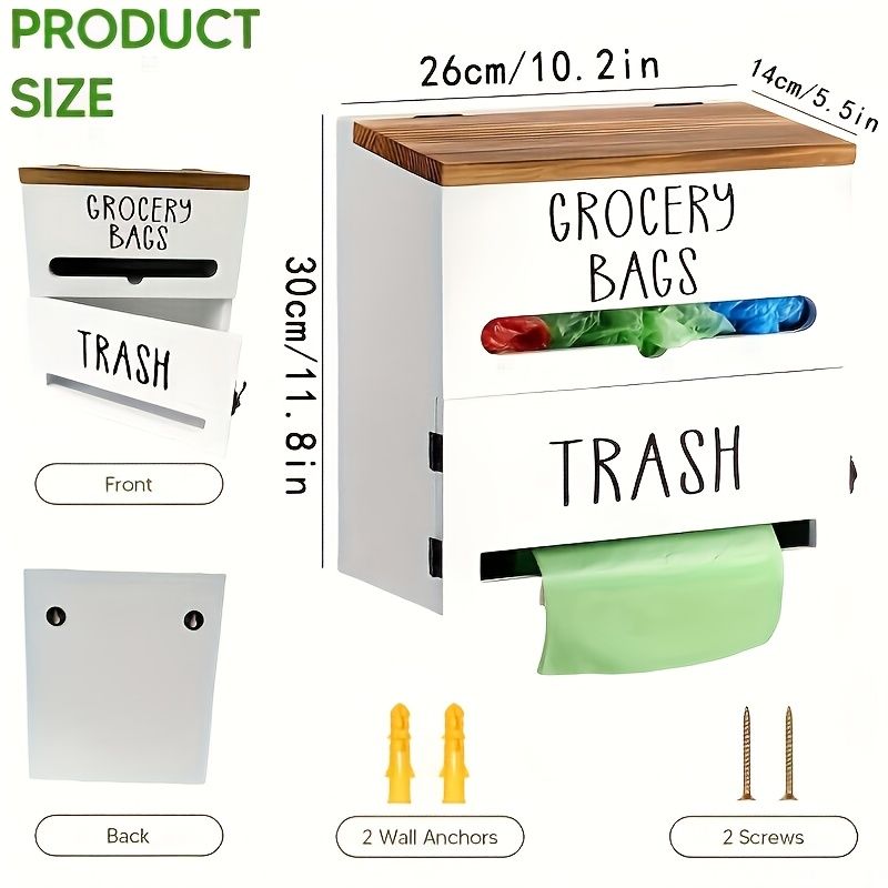 Wall-Mounted Garbage Bag Holder for Kitchen or Bathroom
