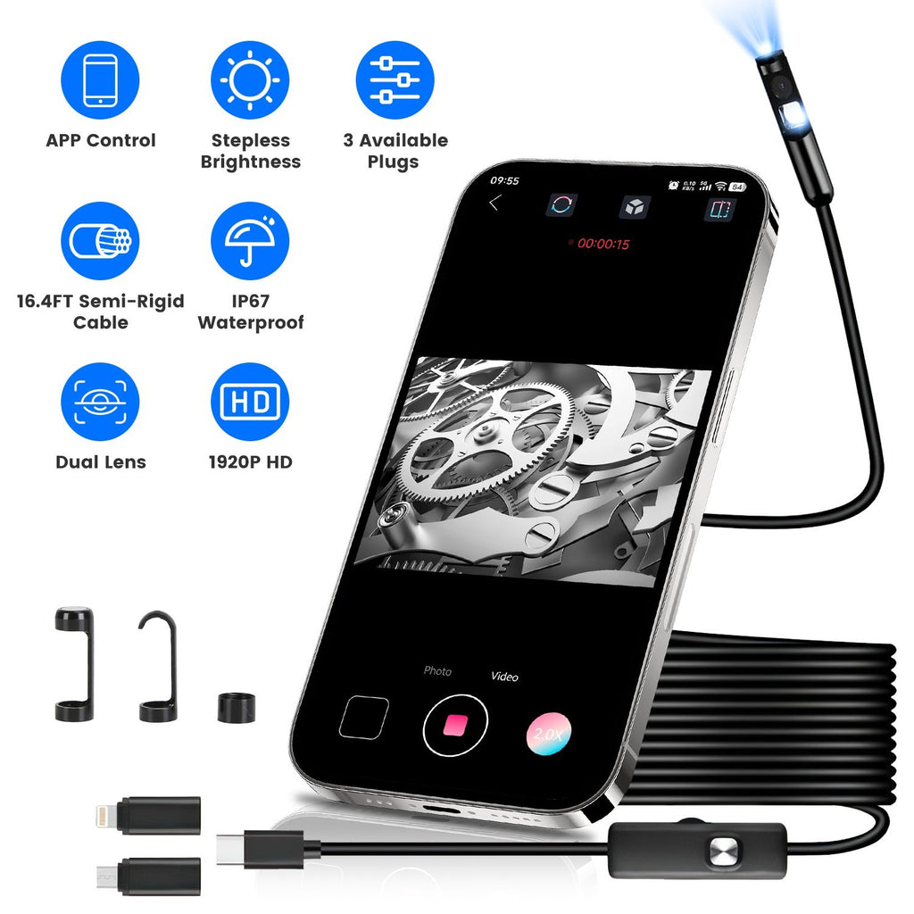 Dual-Lens Inspection Camera with App Control