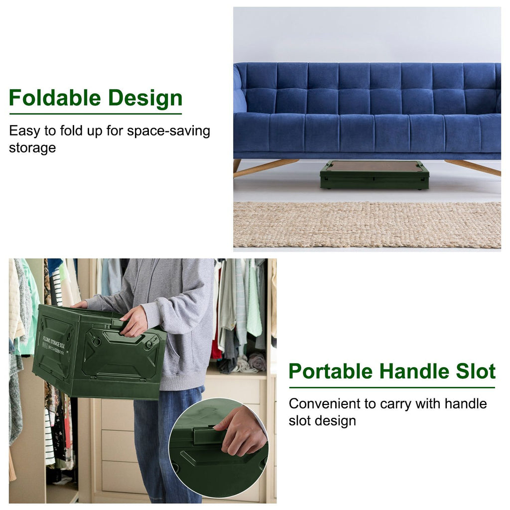 Collapsible Rolling Storage Bin with Multi-Door Access
