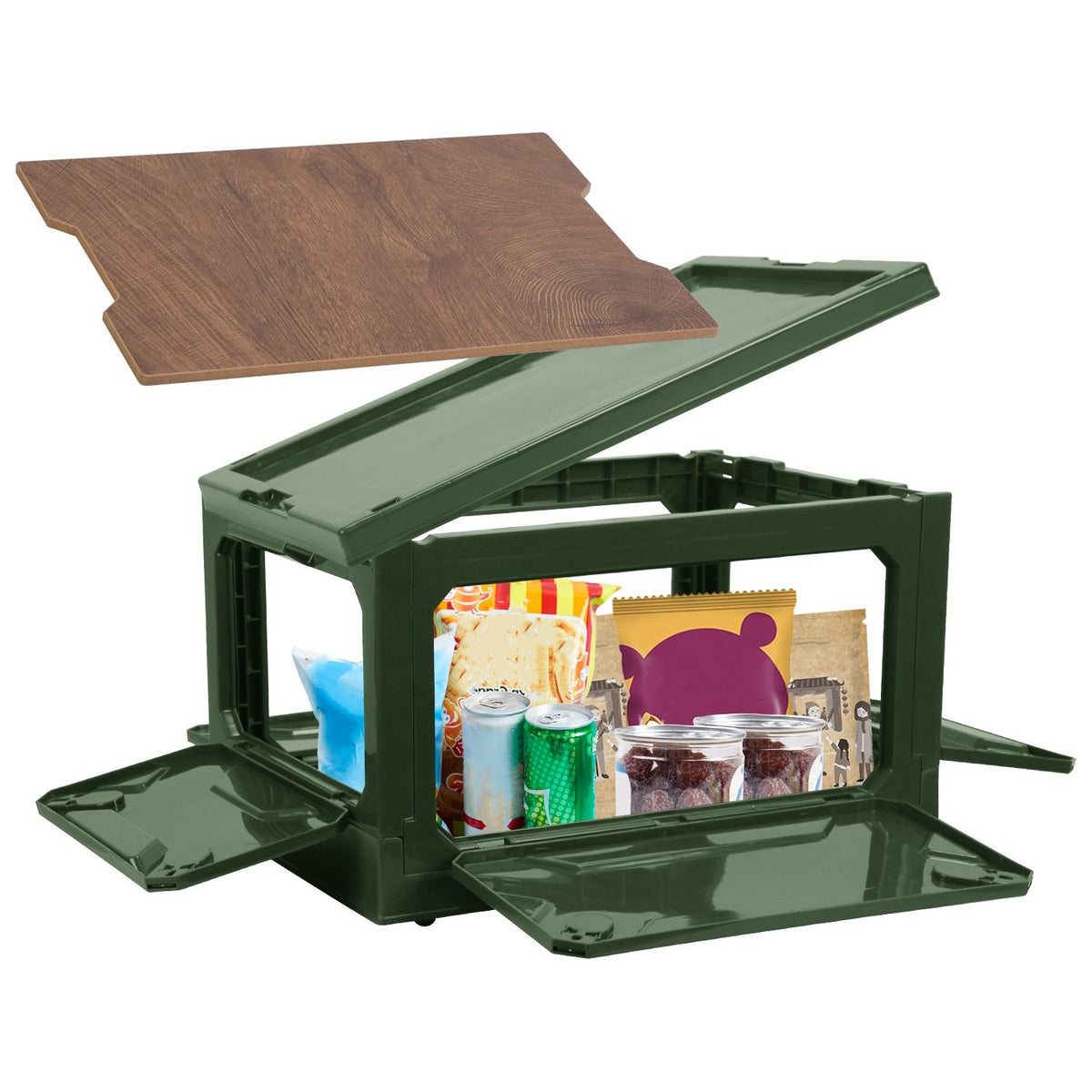 Collapsible Rolling Storage Bin with Multi-Door Access