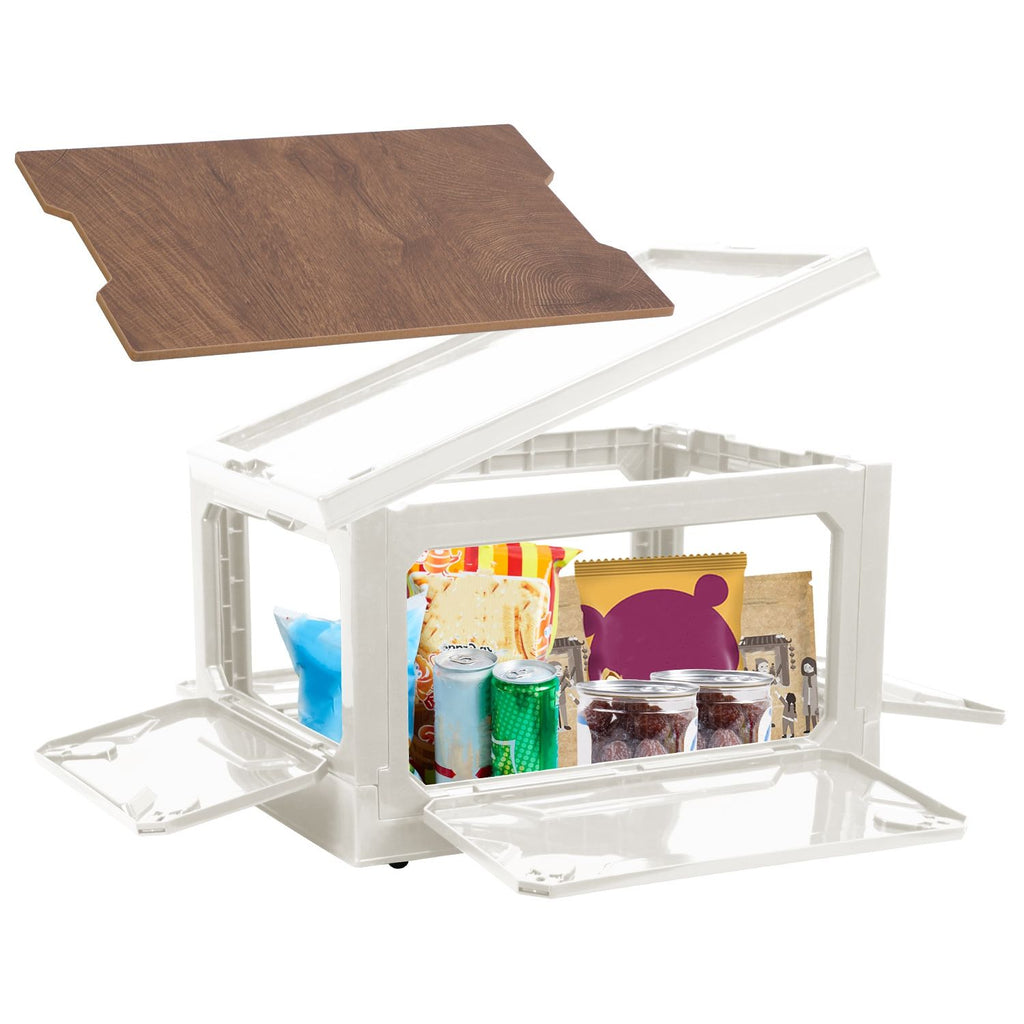 Collapsible Rolling Storage Bin with Multi-Door Access
