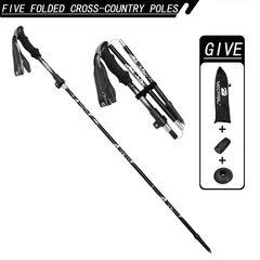 Gold 5-Section Folding Trekking Pole – Adjustable Lightweight Hiking Stick