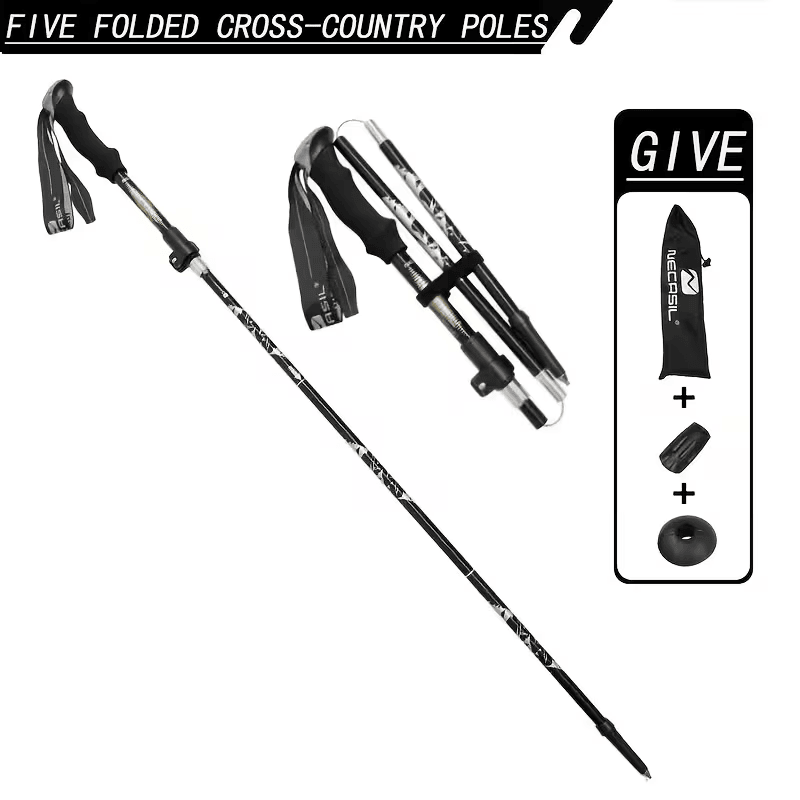 Gold 5-Section Folding Trekking Pole for Hiking