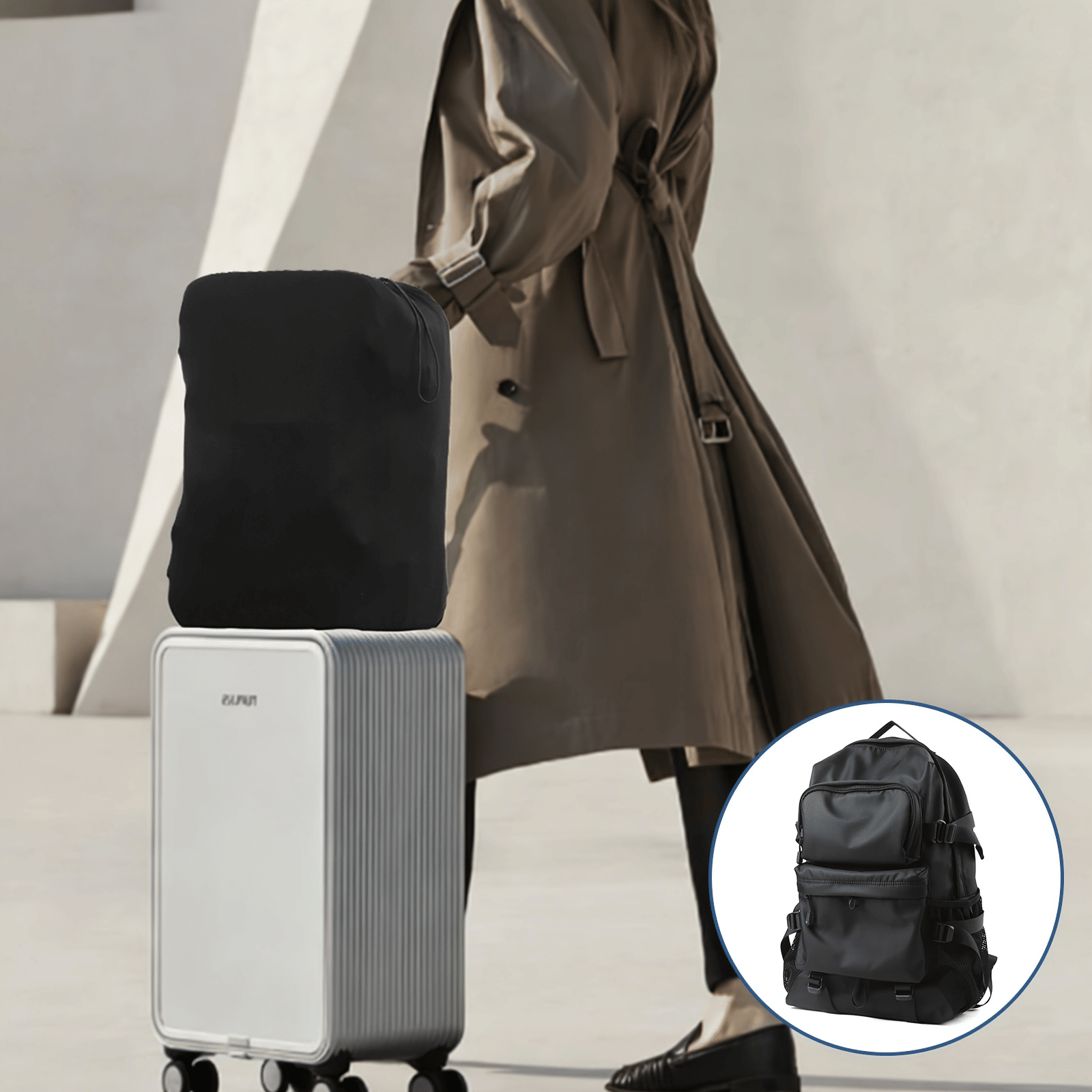 Foldable Travel Hanging Bag with Trolley Sleeve and Multiple Compartments