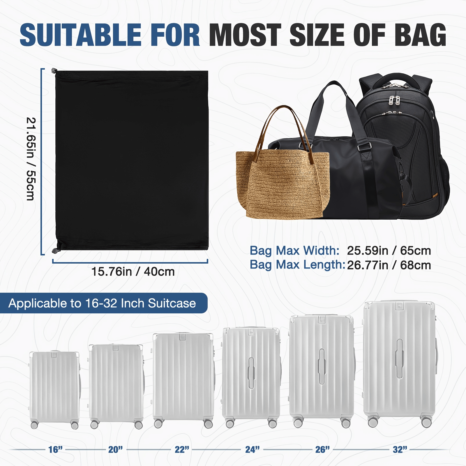 Foldable Travel Hanging Bag with Trolley Sleeve and Multiple Compartments