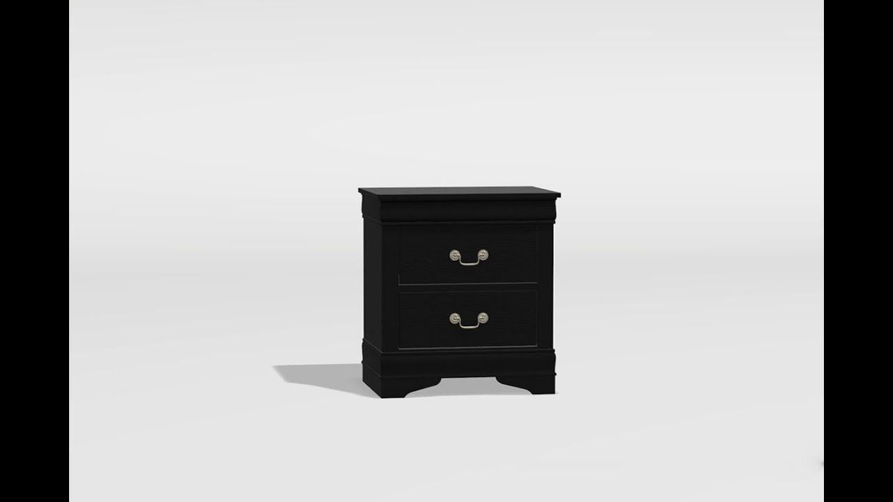 Louis Philippe Black Nightstand with Antique Brass Pulls