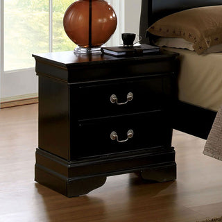 Louis Philippe Black Nightstand with Antique Brass Pulls