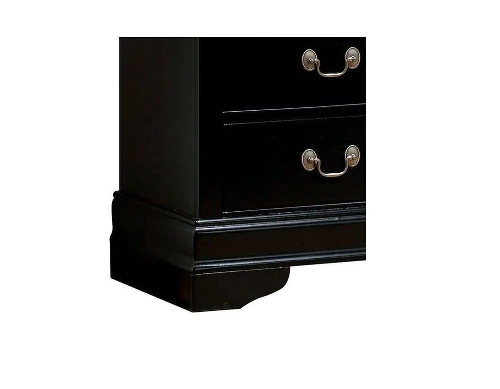 Louis Philippe Black Nightstand with Antique Brass Pulls