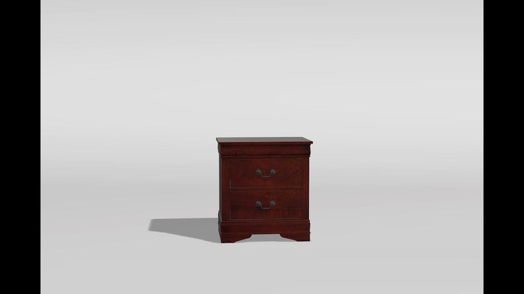 Cherry Finish Nightstand with English Dovetail Construction and Antique Brass Pulls