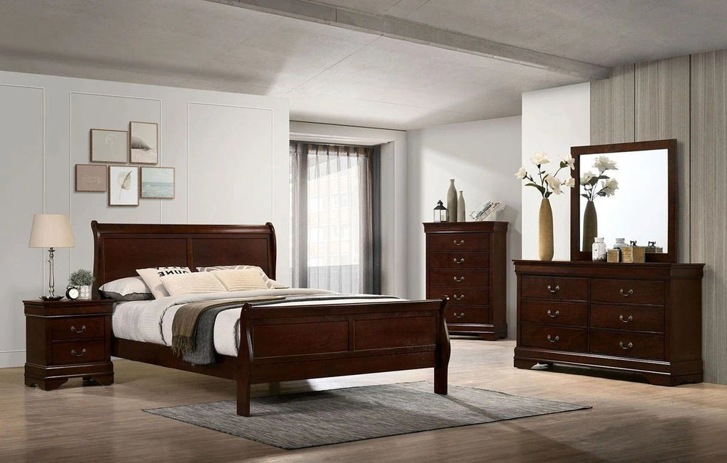 Cherry Finish Nightstand with English Dovetail Construction and Antique Brass Pulls