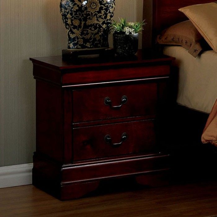 Cherry Finish Nightstand with English Dovetail Construction and Antique Brass Pulls