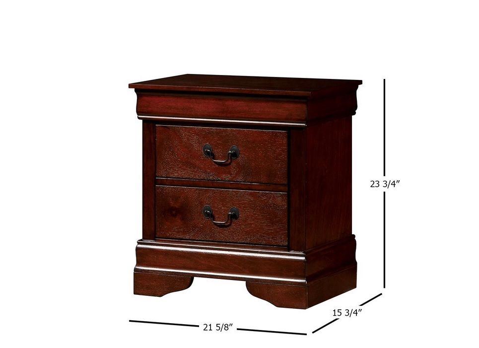 Cherry Finish Nightstand with English Dovetail Construction and Antique Brass Pulls