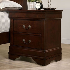 Cherry Finish Nightstand with English Dovetail Construction and Antique Brass Pulls