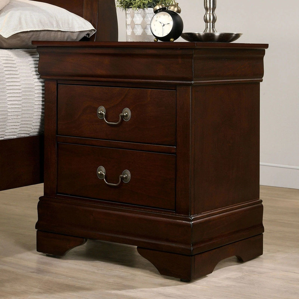 Cherry Finish Nightstand with English Dovetail Construction and Antique Brass Pulls